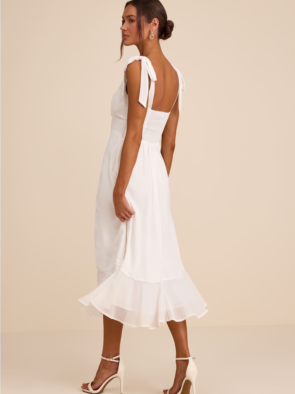 Lulus Summer Invite White Tie-Strap Tiered Midi Dress – Size XL (NWT) - Picture 4 of 7